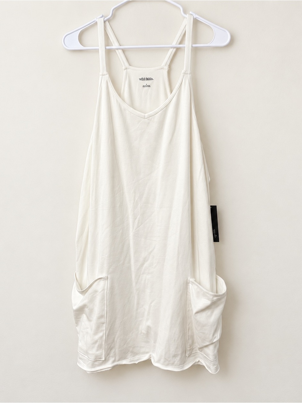 wild fable cream double-strap tank with front pockets